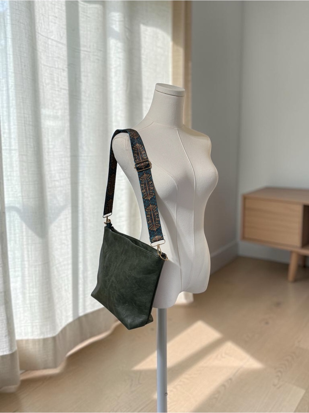 Vegan Leather Purse W/ Bohemian Style Strap‎ NEW